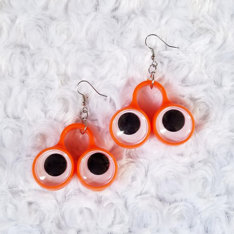Orange/purple googly eye earrings kidcore halloween decora Etsy