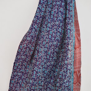 Natural Kantha 100% Silk Large Scarf 50&quot;x 180&quot; Paisley Multi Color Soft Silk Neck Scarf Silk Hair Wrap Paisley Silk Shawl Scarf Gift For Her