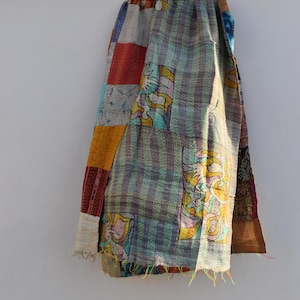 Handmade Kantha Patchwork Stole Silk Scarf | Scarf Reversible Stole | Hijab Stole | Neck Wrap Patch Scarf | Kantha Shawl | All Seasons Scarf