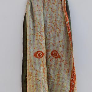 Natural Kantha 100% Silk Large Scarf 50&quot;x 180&quot; Paisley Multi Color Soft Silk Neck Scarf Silk Hair Wrap Paisley Silk Shawl Scarf Gift For Her