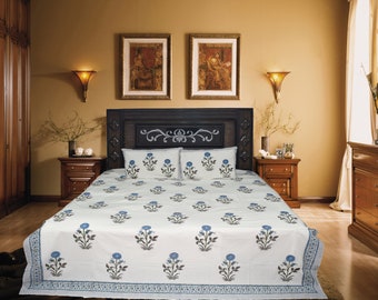 Drap de lit fait main king size fait main, décoration de chambre à coucher, drap de lit double en coton doux, taies d'oreiller oeuvres d'art