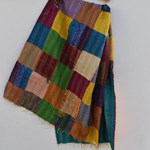 Kantha Patchwork Stole Silk Scarf | Vintage Scarf Reversible Stole | Hijab Stole | Neck Wrap Patch Scarf | Kantha Shawl | All Seasons Scarf