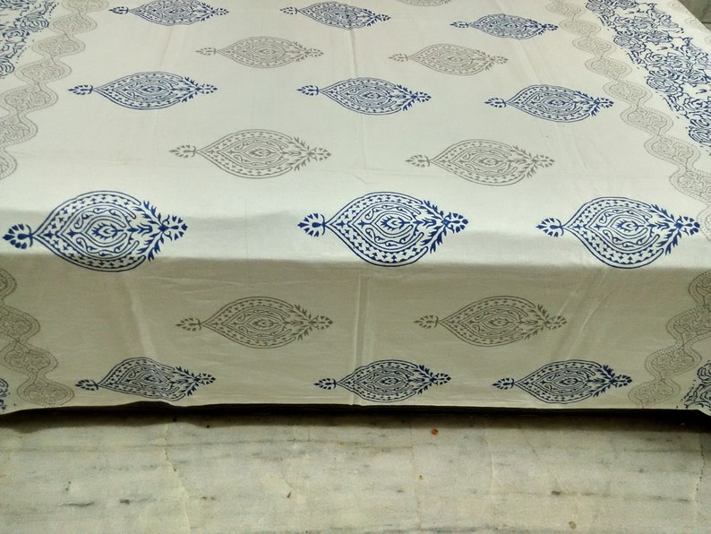 Pillow Cases Soft Cotton Bed Sheet Double Bed Sheet King Size Cotton Flat Bed Sheet Bedroom Decor Hand Block Printed