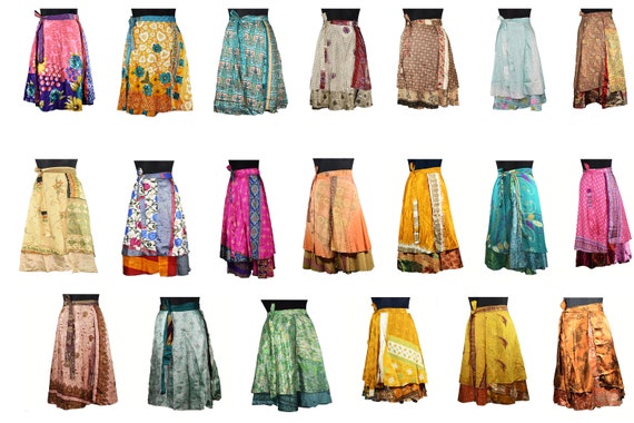 Vintage Double Layered Silk Wrap Skirt Lot Midi Skirt Wrap | Etsy