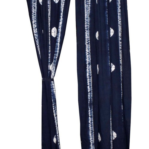 SET OF TWO Boho Tie Dye Indigo Blue Shibori Curtains Bohemian Etsy