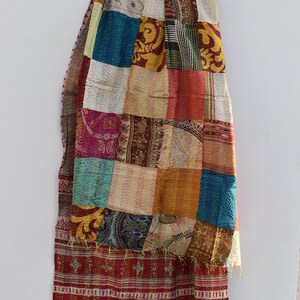 Pure Silk Patchwork Kantha Scarf | Vintage Soft Scarf | Boho Reversible Stole | Hijab Stole | Neck Wrap Patch Scarf | All Seasons Scarf