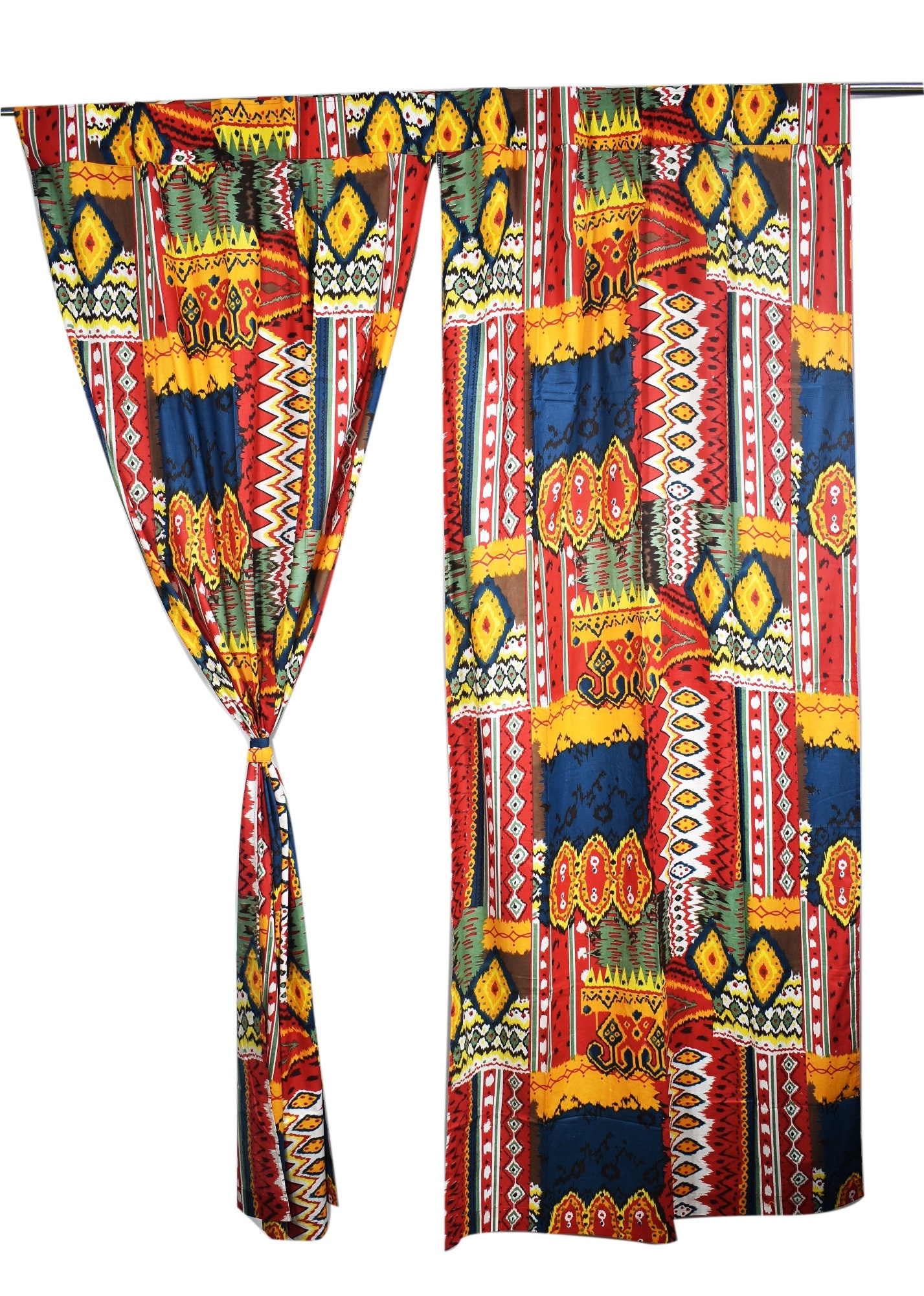 Bohemian Curtain Indian Printed Cotton Curtains Boho Decor Etsy