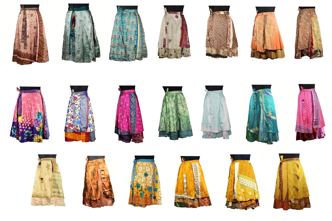 Vintage Double Layered Silk Wrap Skirt Lot Midi Skirt Wrap | Etsy