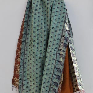 Kantha 100% Silk Large Scarf 50&quot;x 180&quot; Paisley Multi Color Soft Natural Silk Neck Scarf Silk Hair Wrap Paisley Silk Shawl Scarf Gift For Her