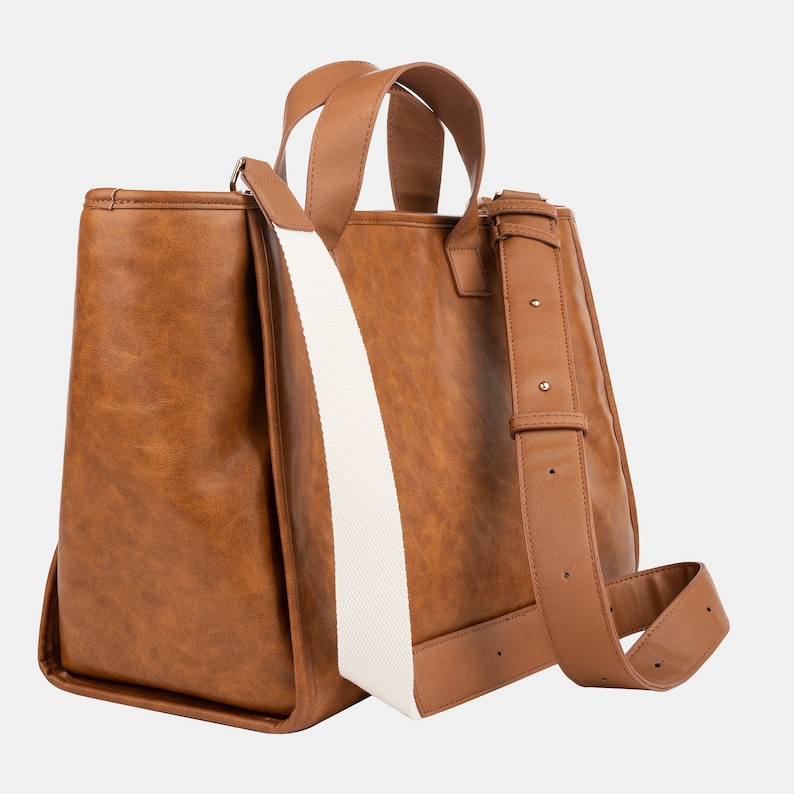 Gold Hardware Rustic Brown Leather Tote Bag Waterproof Diaper Valerie Constance Customizable Strap Options Canvas Leather Chain