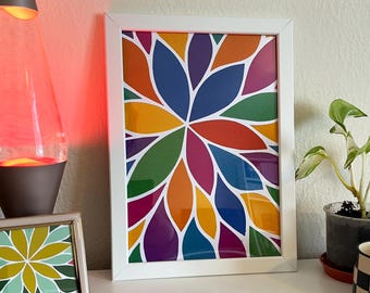 Abstract Multicoloured Petals print (A4)