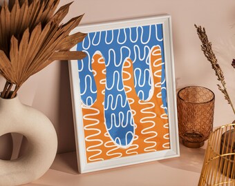 Abstract Blue and Orange Drip print (A4)