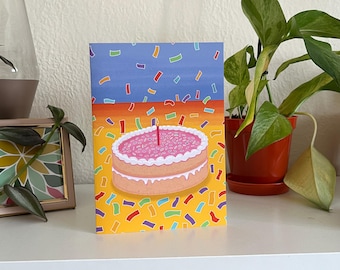 Happy Birthday Confetti Cake (5X7) greeting card