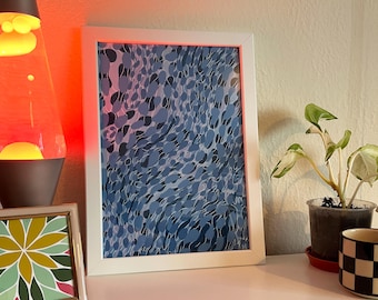 Abstract Blue Flowing Liquid print (A4)