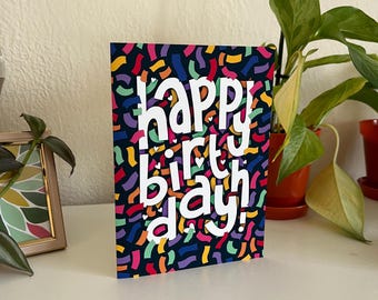 Happy Birthday Confetti (5X7) with hearts greeting card