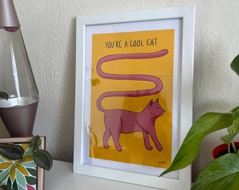You're a Cool Cat print (A4) Yellow & Pink, Profile