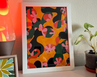 Abstract Green Floral Punch print (A4)