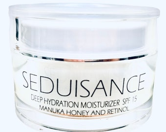 Deep Hydration Moisturizer with Manuka Honey and Retinol, SPF 15 by Seduisance Skincare.