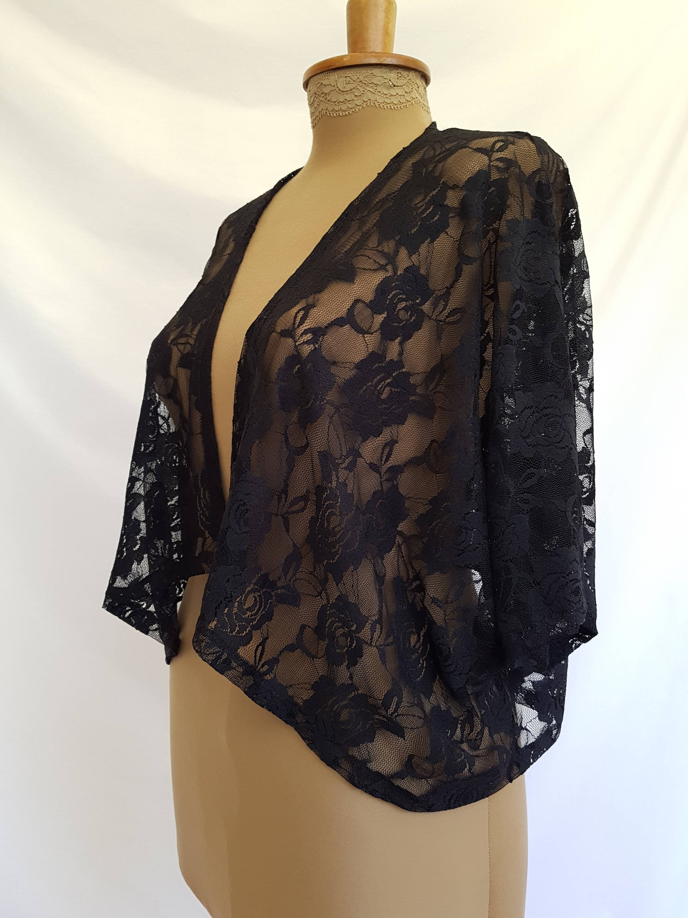 Plus Size 5XL black lace bolero with draping romantic vintage Etsy
