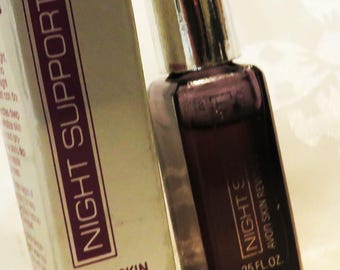 Avon vintage Anti-aging Night Support Serum A little goes a long way Use one drop at a time .25 fl. oz. Revitalizing Formula Repairs skin