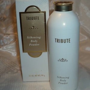 Mary Kay Tribute Silkening silky skin Body Powder authentic Full size 3.5 oz. 6&quot; Contained in a metal canister Fragrance perfume cologne