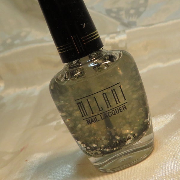 Silver Glitter Nail Lacquer polish enamel Milani brand .45 oz. Full size Only 50 cents more to ship 2nd makeup item! InonasCosmetics Sale