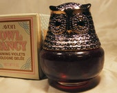 Avon Owl Fancy Raining Violets Cologne Gelee thick liquid 1974 3-3 4 inches tall 3 inches diameter 4 oz. Full bottle Sale InonasCosmetics
