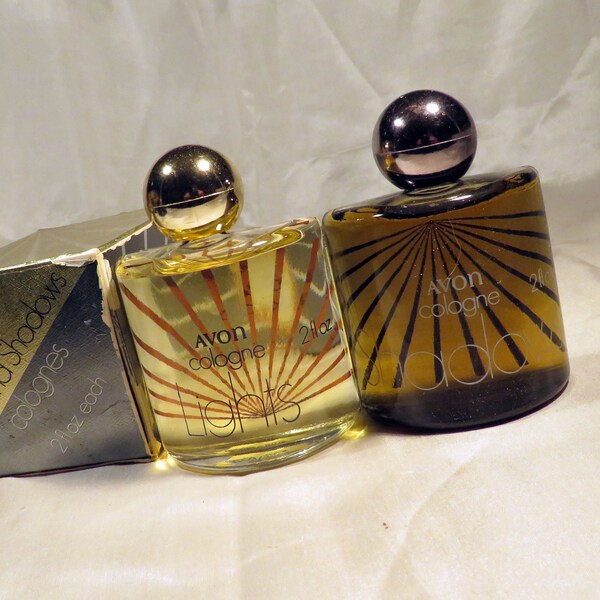 Avon Lights and Shadows 2 Colognes 3-3/4 inches tall 2 oz. each fragrance perfume Full bottles InonasCosmetics