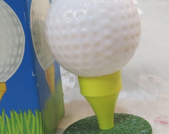 Avon brand Golf ball on Tee-Off SPICY fragrance for men Full size and Full white milk glass 3 fl oz 4-1/2" high Collectible InonasCosmetics