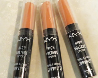 Peach Lipstick - Lot of 3! Clear cap What you see is what you'll get Black tube Sealed 0.09oz. each Cruelty-free NYX brand InonasCosmetics