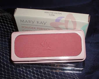 Mary Kay Mauve Satin hard to find Powder Perfect Cheek Color blush .22 oz 3 inches long Pink square case NO BOX Full size Shop sale