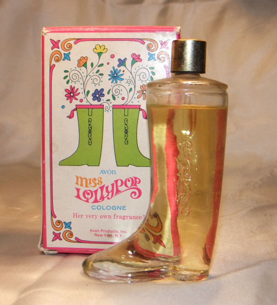 Avon Fragrance Miss Lollypop Boot Cologne 43/4 Inches Tall 2 Oz