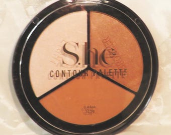 Lot of 3 Bronzing Bronzer Blush w/Highlighter shimmer shade Cheek Contour Palette Set in 1 Lg. black hinged compact 0.44 oz. 4" round Sealed