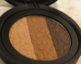 Eye Shadow Palette Set of 3 in 1 Black Compact w/Half mirror inside Natural/neutral shades: taupe-like espresso medium & dark brown Full Sz.