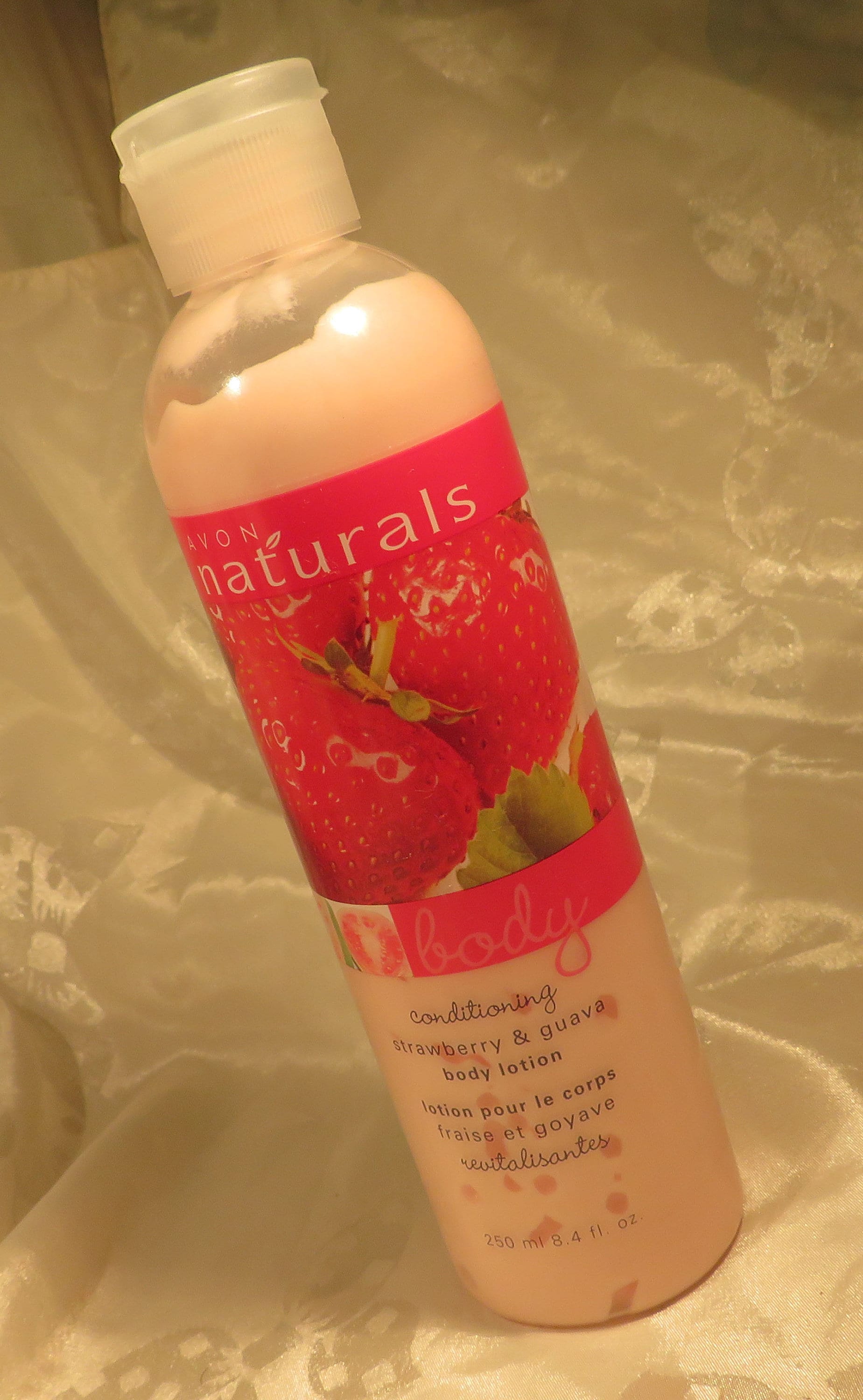 Avon Naturals Strawberry Guava Body Lotion Conditioning Replenish Renew Guava Strawberry Extracts Full size 8.4 oz. 7-1/16" tall fragrance