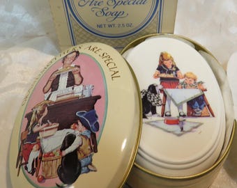 Avon colorful Illustration on Soap Tin called "Grandmothers Are Special" Tin & soap in New Condition Box shows some wear In Collectible Book