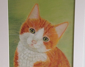 Ginger kitten, pastel, wall art. Children’s art. Original,