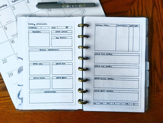 Printable Bullet Journal Essay Planner Pages University School Work Planning Sources Assignment Exam Revision Study Printable Bullet Journal Essay Planner Pages University School Work Planning Sources Assignment Exam Revision Study