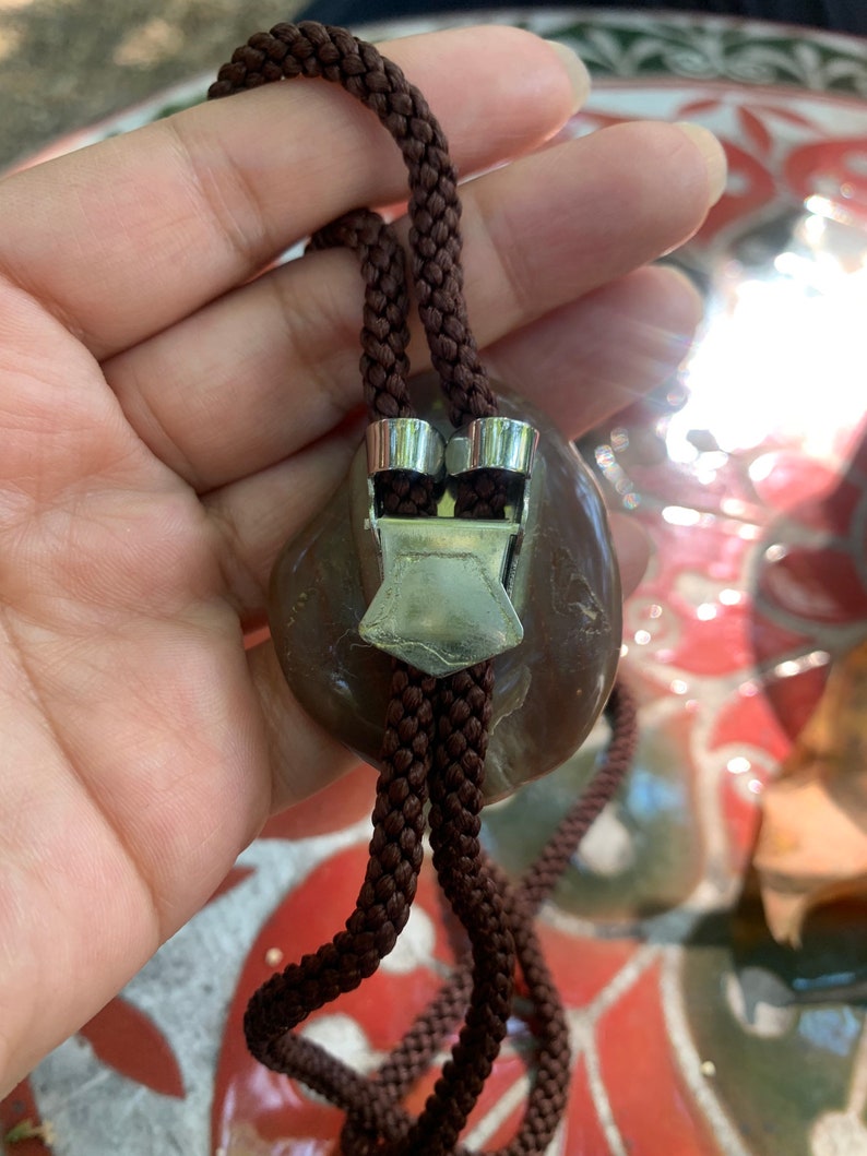 Vintage Bolo Tie Necklace brown marble bolo tie