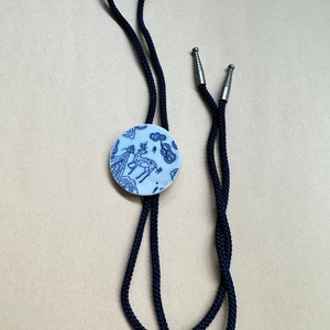 Vintage Japanese pottery Bolo Tie Japanese deer art paint