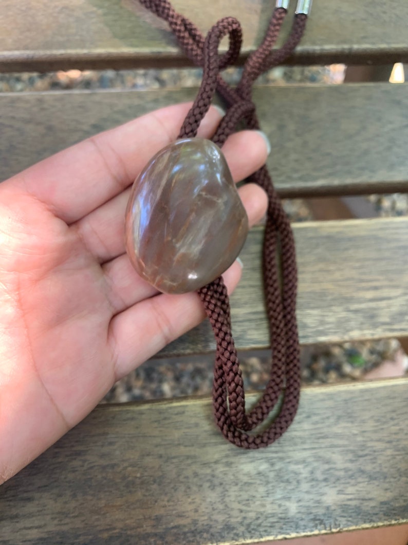 Vintage Bolo Tie Necklace brown marble bolo tie