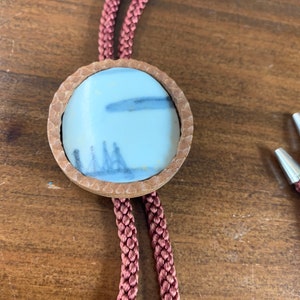 Vintage Ceramic and Wood Unisex Bolo Tie Necklace