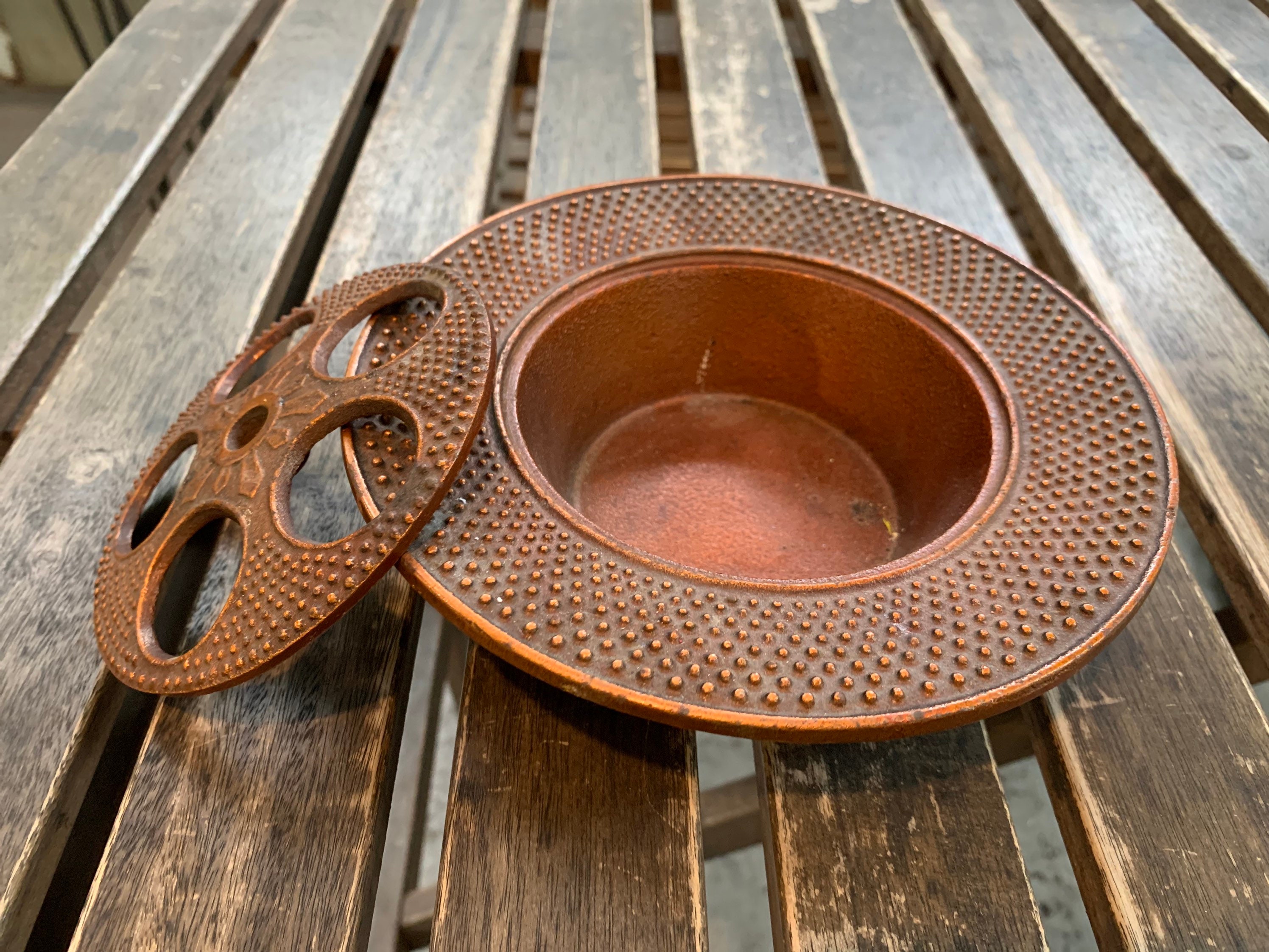 Vintage Japanese Cast Iron Incense Pot Burner Antique Home