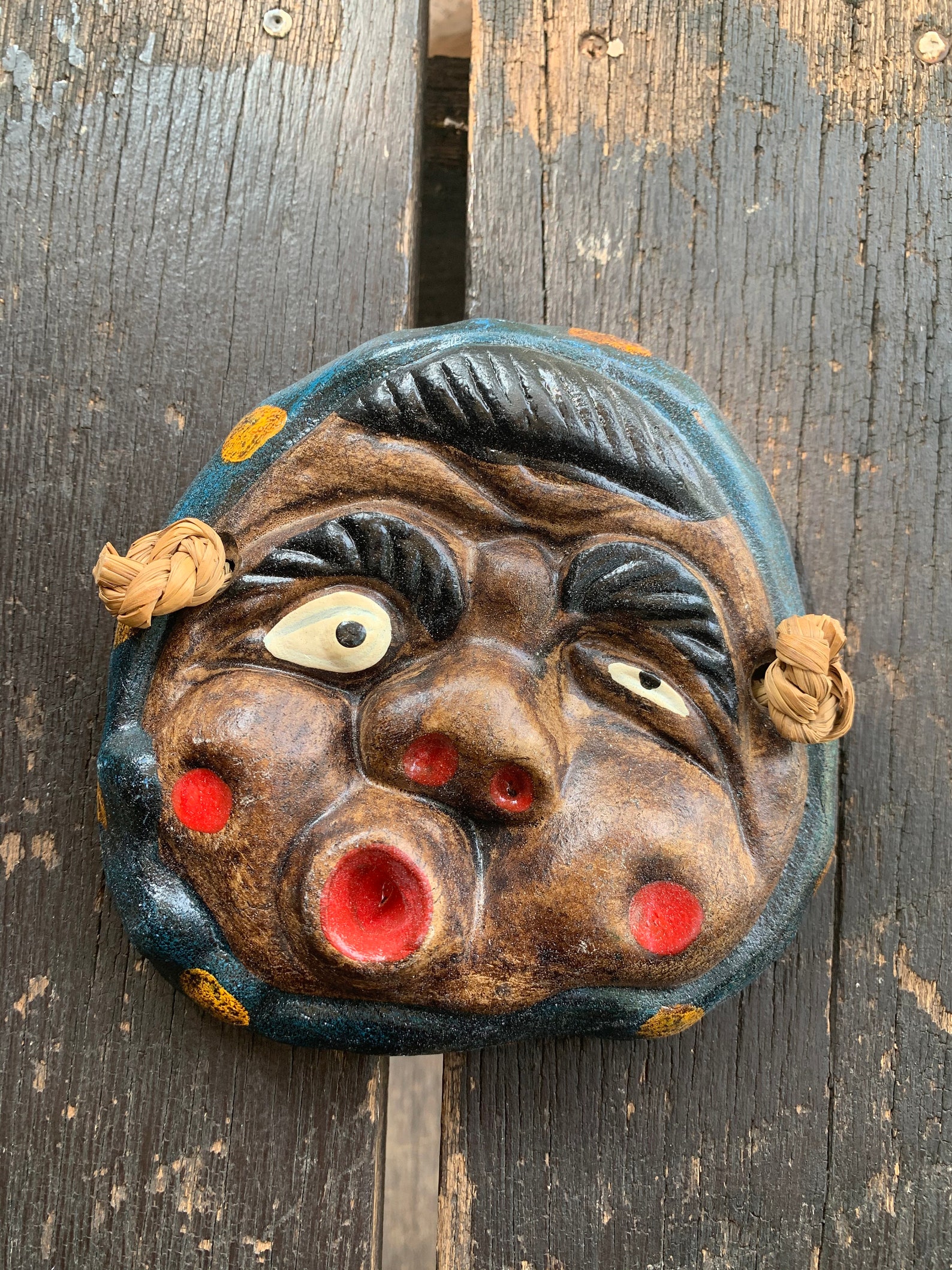 Vintage Japan Mask Clay Hyottoko Mask Home Decor Mask Etsy