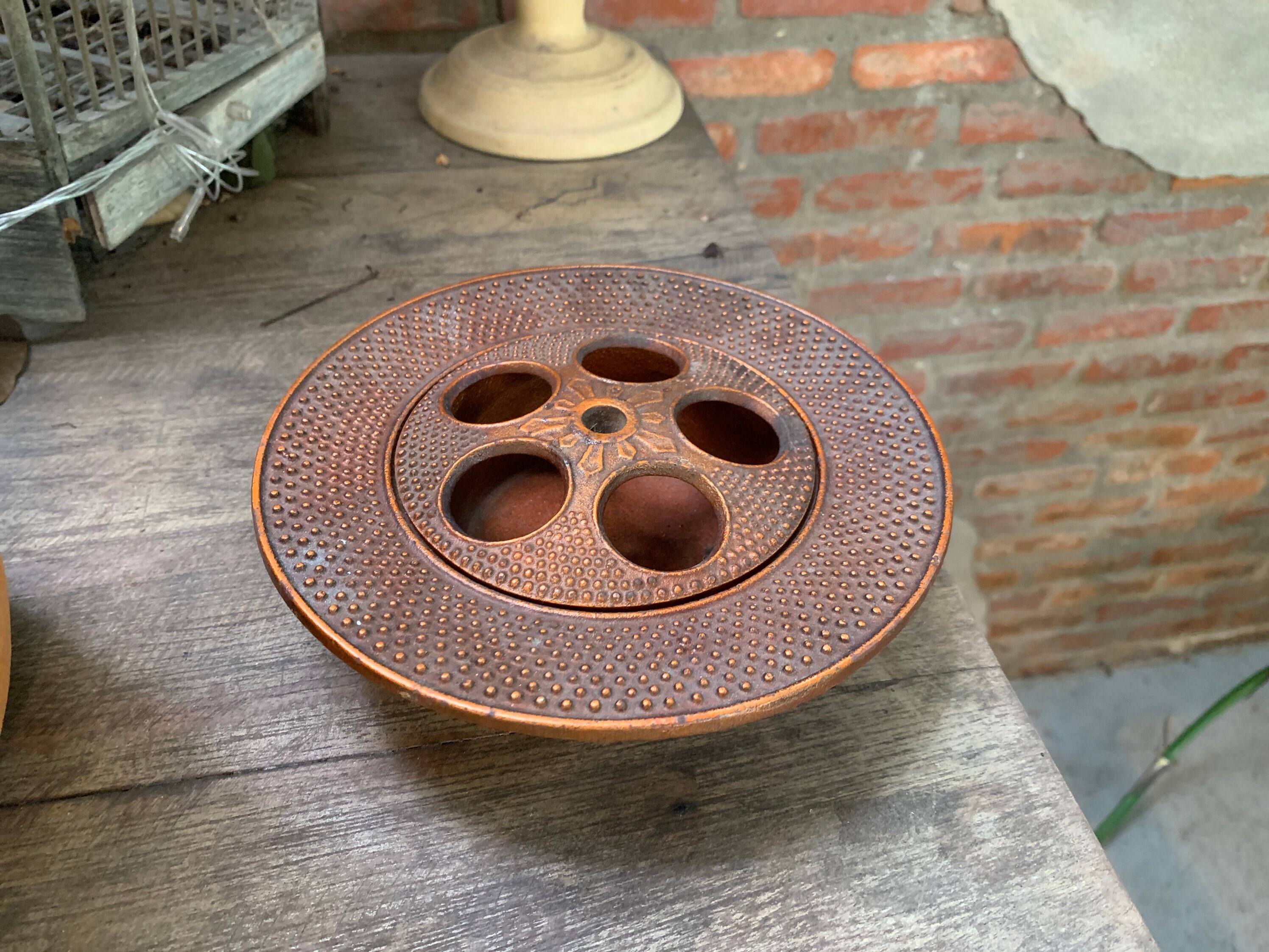 Vintage Japanese Cast Iron Incense Pot Burner Antique Home