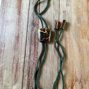 Vintage unisex Wood Bolo Tie Necklace