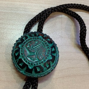 Vintage Wood Craft Bolo Tie Necklace Bohemian style