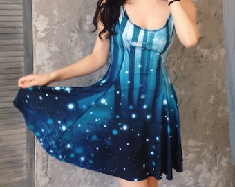 2 SIDED Space and Forest dress celestial skies firefly milky way galaxy universe outer space astronomy night sky starry night reverse dress