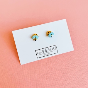 Handmade Bumble Bee Honey Ear Studs Cute Gift