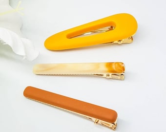 Acetate Resin Hair Barrette: Orange, Yellow, Marble Hair Clip